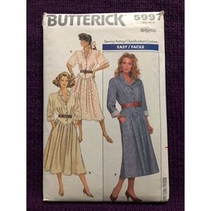 Butterick 5997 shirt dress drop wasit pattern sz 8 10
